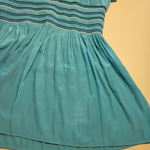 Ramy Brook Dany VNeck Sleeveless Embroidered Mini Dress Smocked Drop Waist Large - Picture 10 of 11